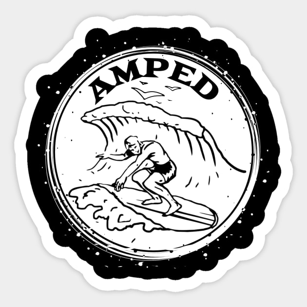 AMPED Surfer Dude, Surf Design Sticker by ArtisticEnvironments